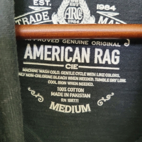 American Rag Loose Cowl Charcoal Gray Drawstring Shirt Size Medium - Picture 4 of 5